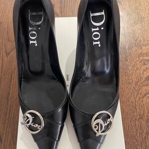 Dior Black Heels with Silver Accent (new condition)